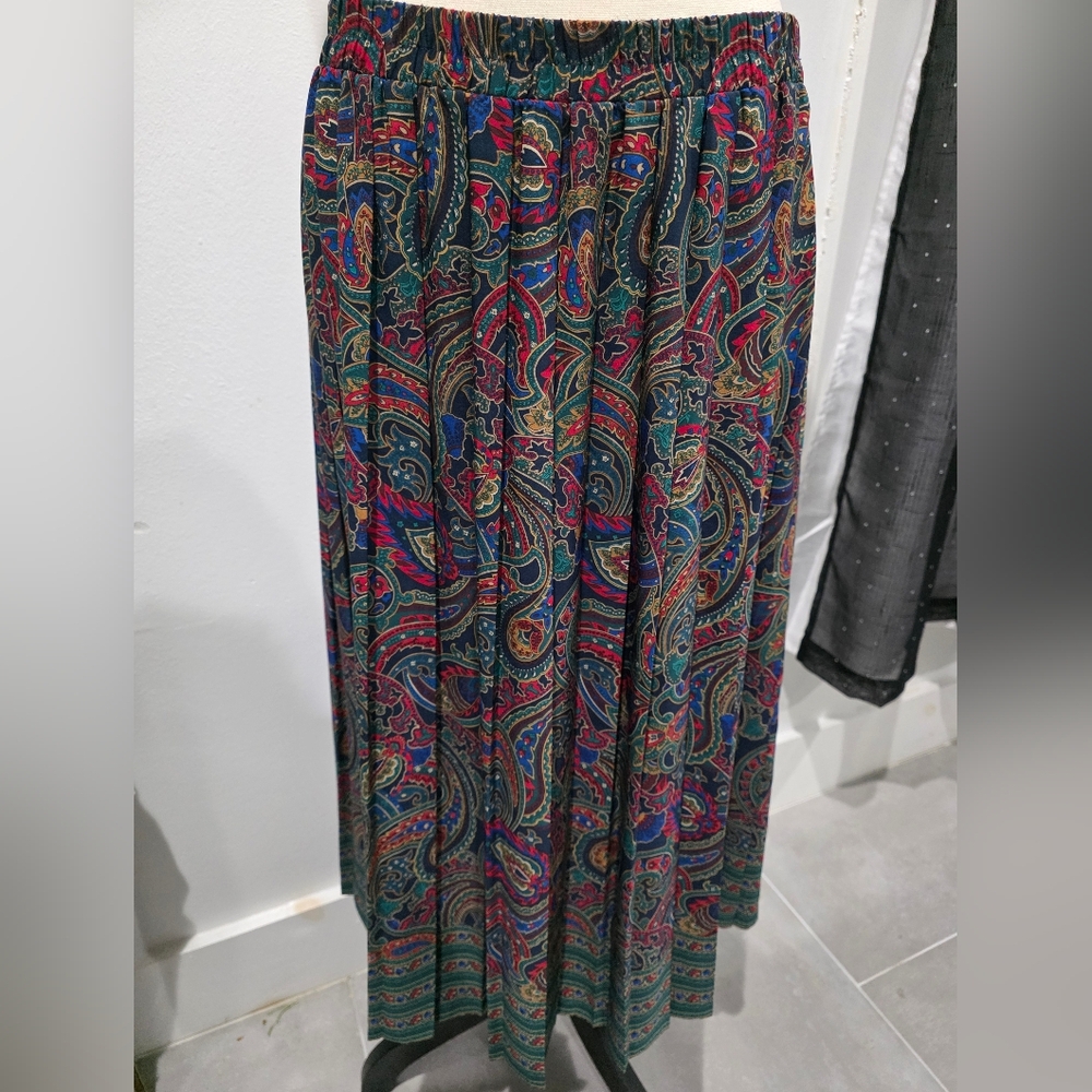 Vintage Koret Skirt Pleated Floral Bohemian Boho Gypsy Retro Size 16.